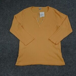 American Colors Top Womens One Size Orange Pullover Long Sleeve Shirt Ribbed